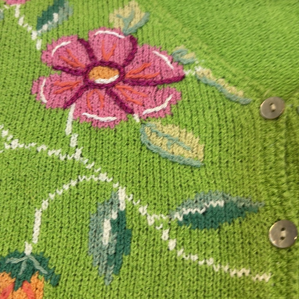 Vintage Northern Isles Sweater Short Sleeved Butterfly and Floral Size Large - Picture 4 of 13